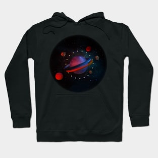 Galaxy spaceship planets 3d Hoodie